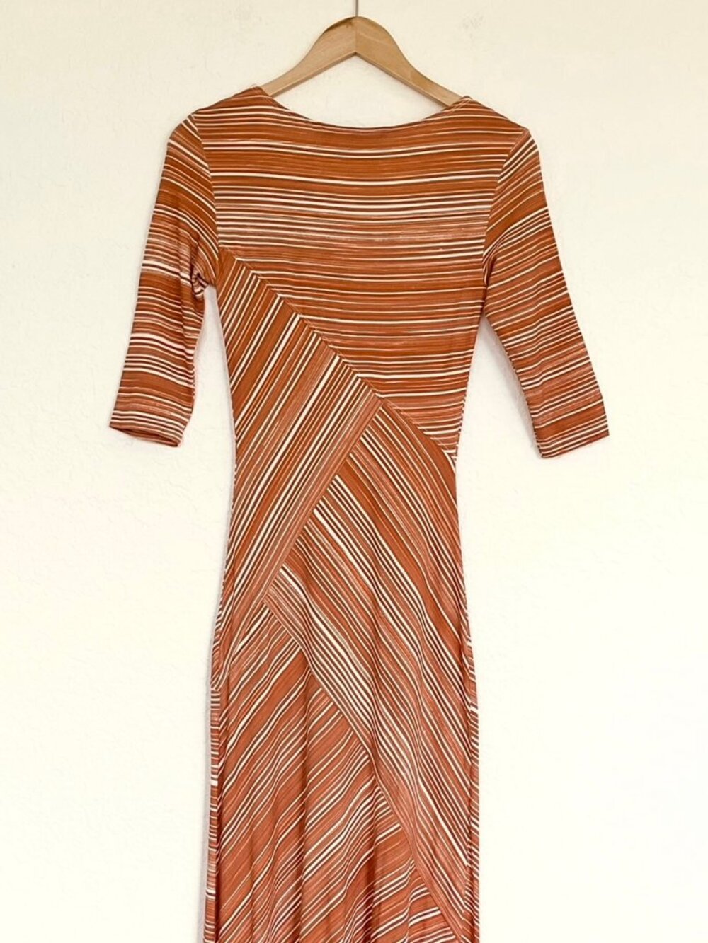 Peruvian Connection Circe 3/4 Sleeve Asymmetrical Maxi Dress Terracotta XS - Picture 14 of 16